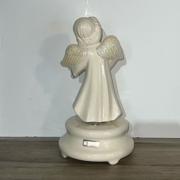 Vintage Angel Music Box Plays Gather At The River White God Loves You Inscribed - Picture 8 of 15